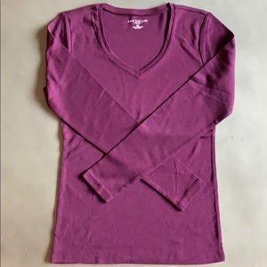 Ann Taylor Long Sleeve Plum Knit Shirt
